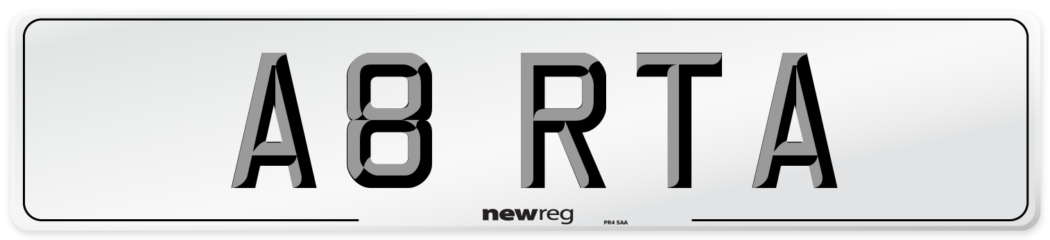 A8 RTA Number Plate from New Reg